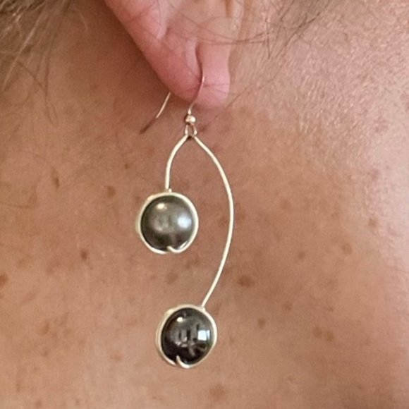 Sterling Silver and Hematite Globe earrings - Picture 3 of 3